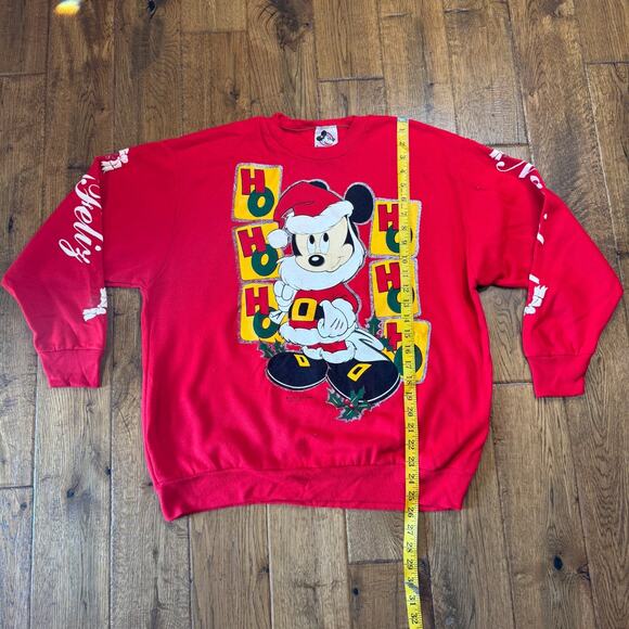 VTG 90s Disney Mickey Mouse Santa Christmas Sweatshirt The Walt Disney Company L - Picture 4 of 9